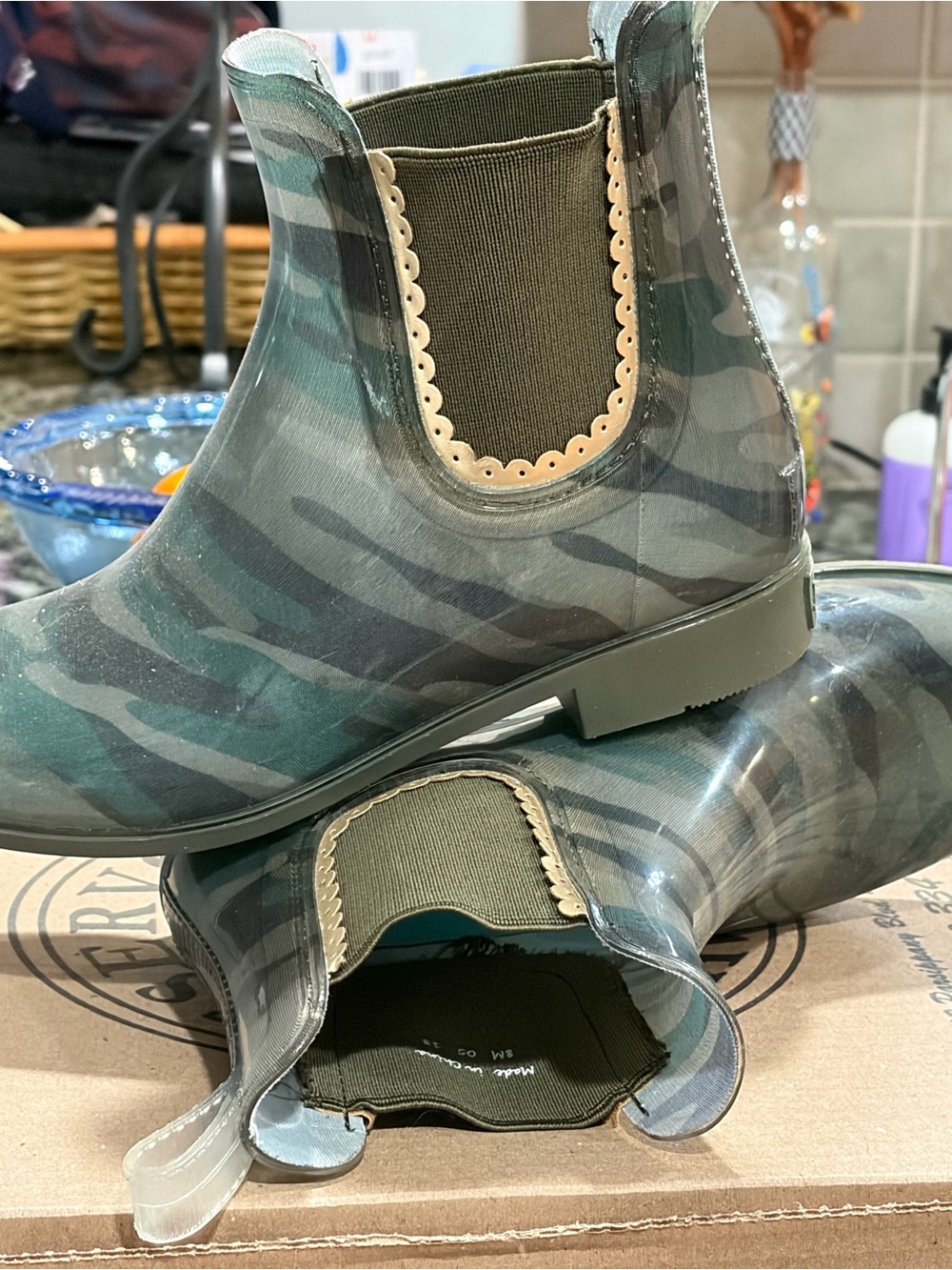 Women's Jack Rodgers 
Camouflage Rain Chelsea Boot - Olive Green